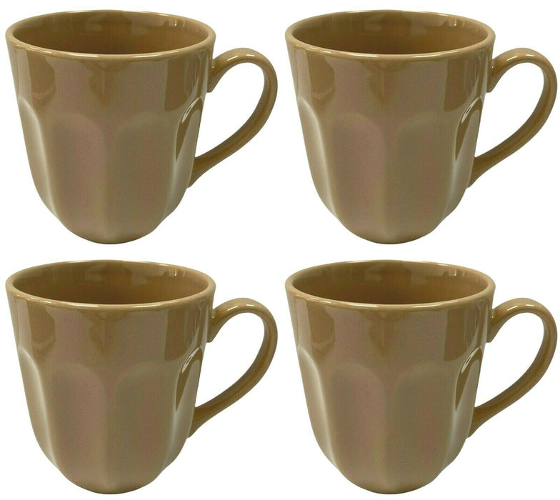 Set Of 4 Large Ceramic Mugs Beige Tea Coffee Mugs Cappuccino Cups 325ml