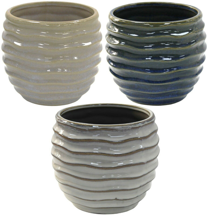 14cm Rippled Reactive Glaze Plant Pot Ceramic Flower Pot Planter Medium