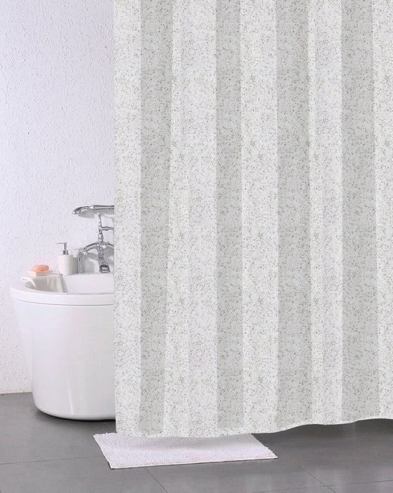 Polyester Stone Effect Shower Curtain 180 x 180cm Including 12 hooks