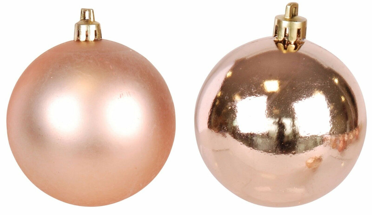 Deco 16 Pack Shatterproof Baubles, Copper | 4cm/1.57” Christmas Tree Decorations  | Matt & Iridescent/Shiny Finish