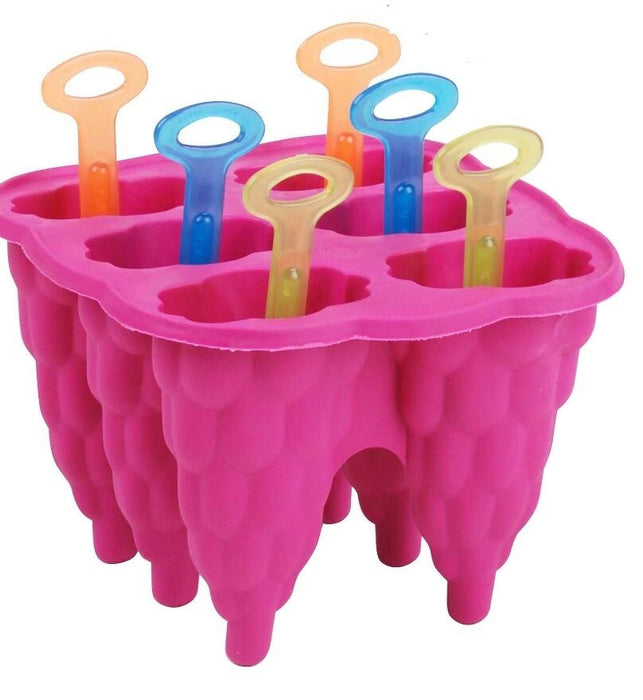 Bright Coloured Bunch of Grapes Reusable Silicone 6 Ice lolly Mould