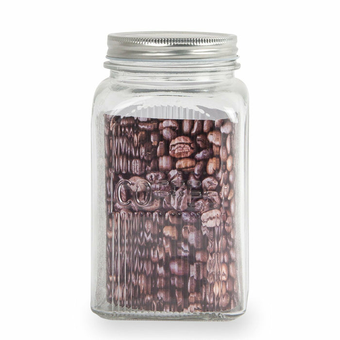 Tea Coffee Sugar Large Glass Storage Jars 1.2 Litre capacity Ribbed Canisters