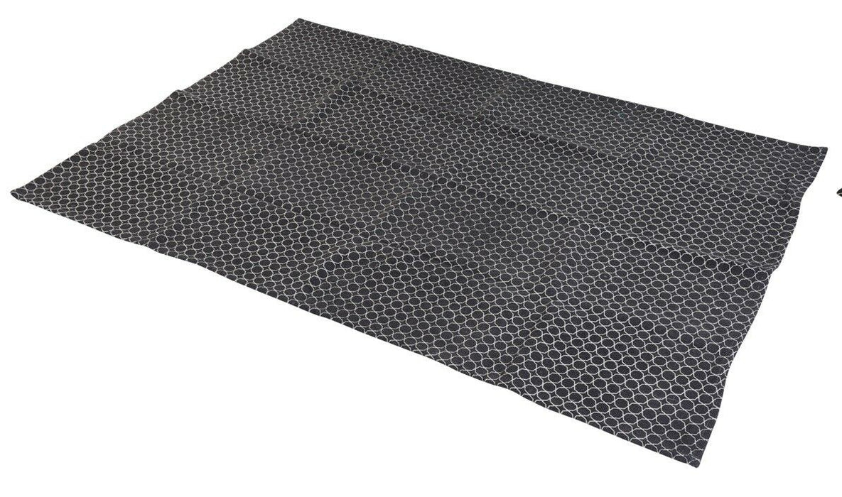 Large 100% Cotton Rug Black Grey & Light Grey 180cm x 120cm (6ft x 4ft)