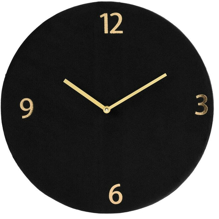 Large 37cm Wall Clock Modern Style Velvet Finish Gold Handles Deluxe Collection