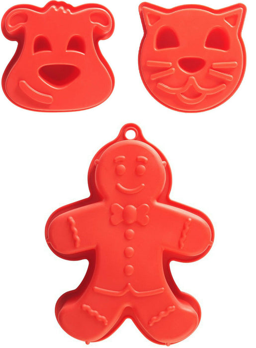 Mason Cash Bakeware Large Red Silicone Cake Mould Gingerbread Man Cat Dog