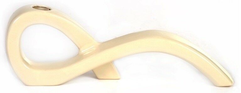 34cm Long Bow Shaped Ceramic Table Vase Flower Vase Coffee & Cream