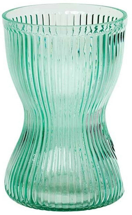 Rippled Glass Vase Hand Tied Vase Table Flower Vase Green Pink Clear Vase 18cm