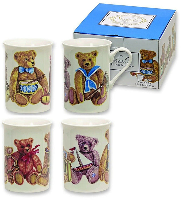 Heath McCabe Set Of 4 Mugs, Teddies Fine China Mugs Colourful bright China Mug