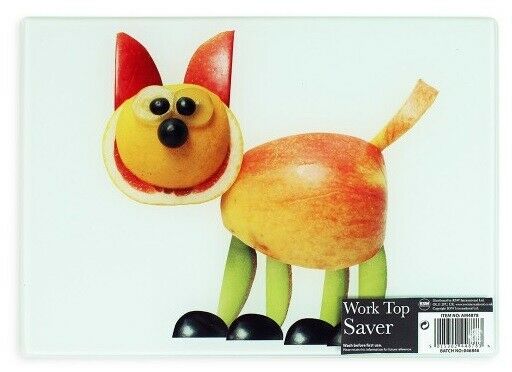 Brighten Your Kitchen 25cm Glass Chopping Board Worktop Saver Cute Cat Design