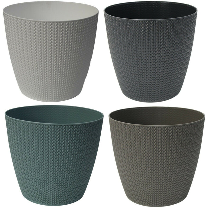 25cm Large Rattan Plant Pot Planter in White Grey Blue & Black