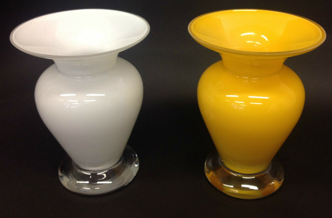 Alicija Orange White Glass Flower Vase With Wide Mouth and Waist Original Vase