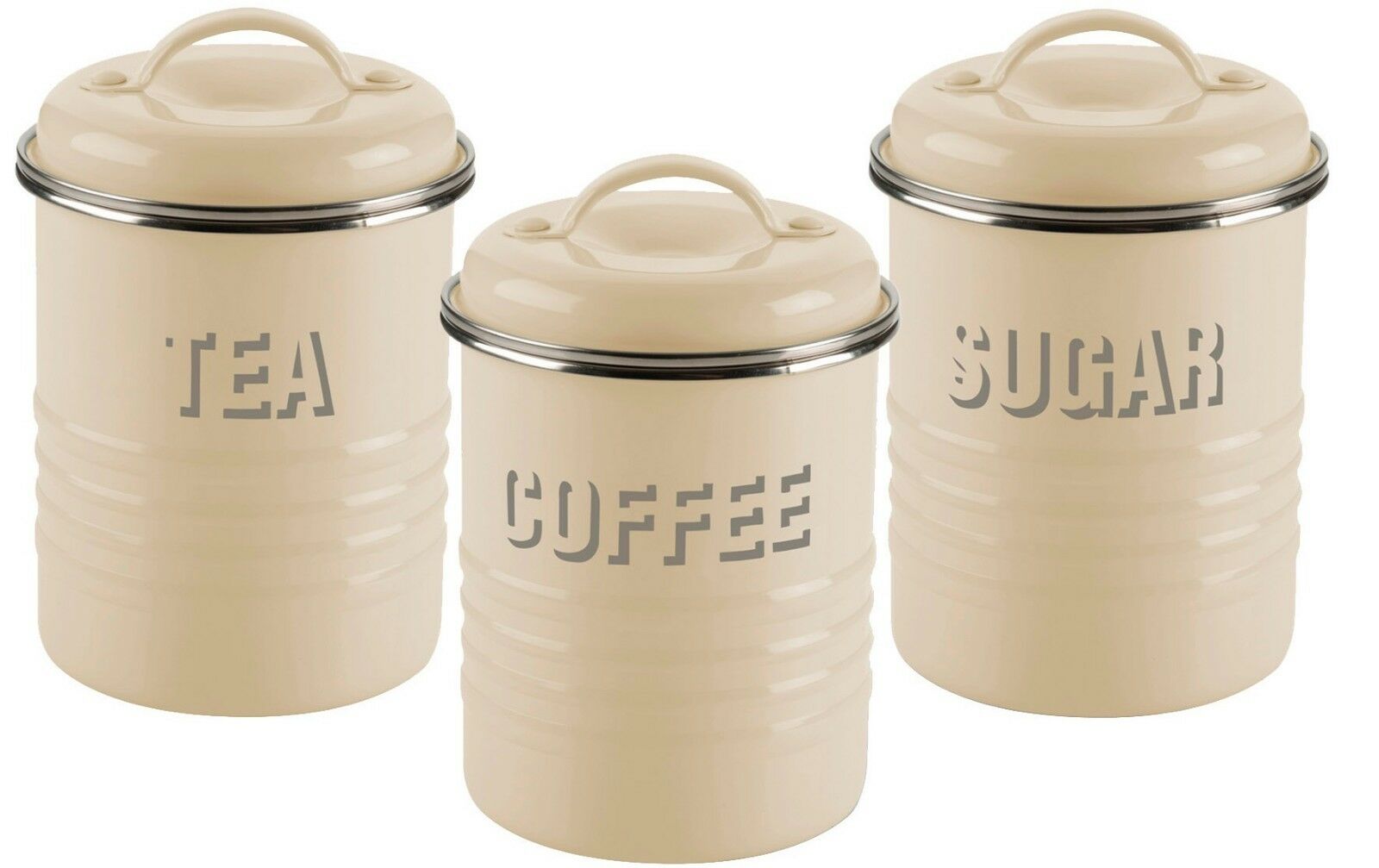 Typhoon Vintage Tea Coffee Sugar Canister Set Cream Cheerful
