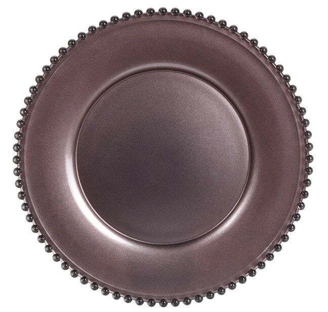 34cm Lead Free Crystal Glass Charger Plate Serving Plate Brown