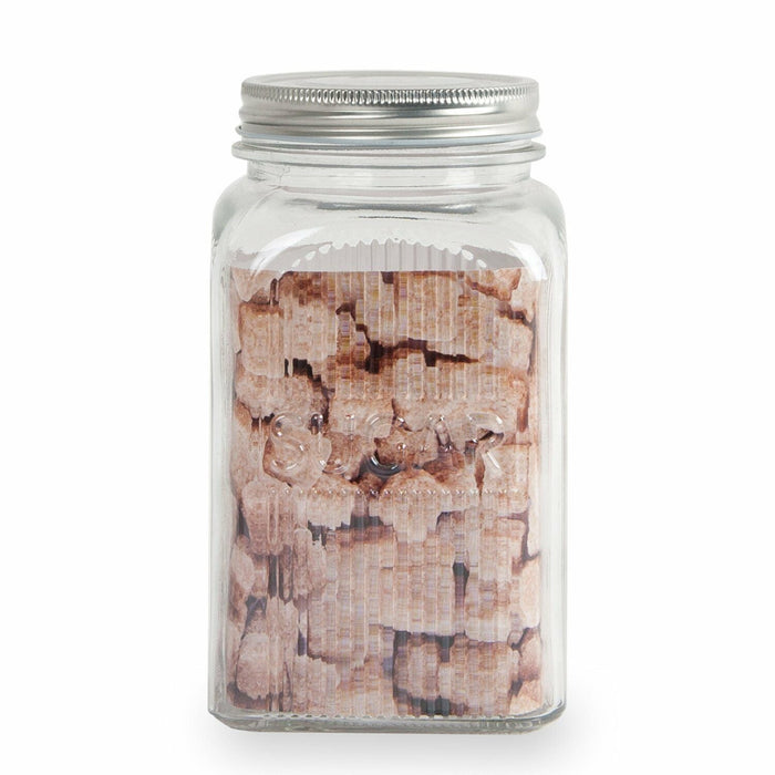 Tea Coffee Sugar Large Glass Storage Jars 1.2 Litre capacity Ribbed Canisters