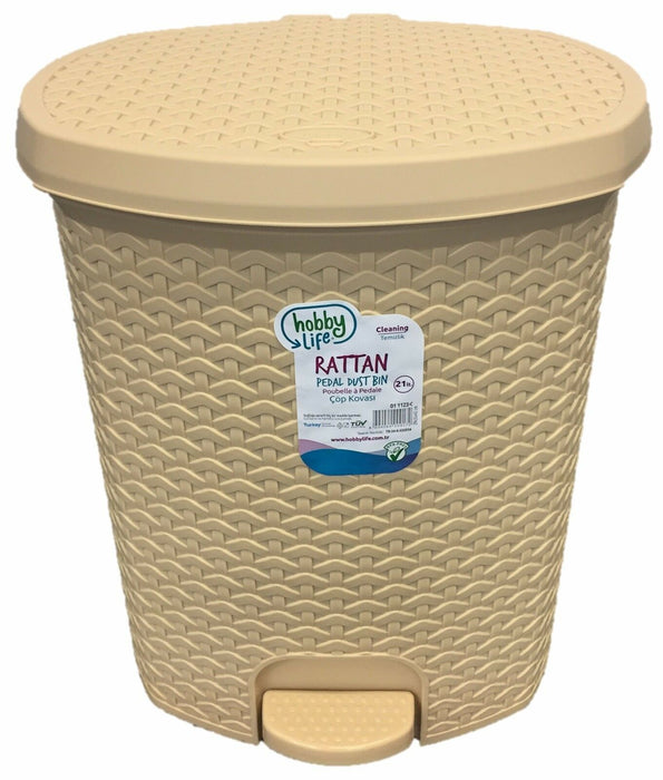 Rattan Style Plastic Pedal Bin 3 Litre - 21 litres Bathroom Kitchen Office