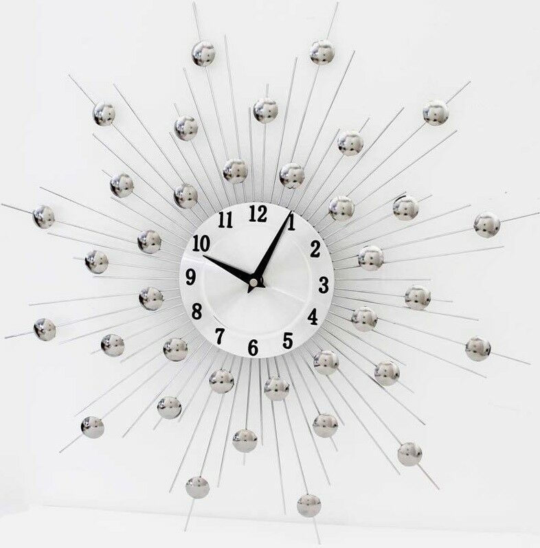Large wall clock 46cm x 46cm Metal Wall Clock SunBurst Clock — Cheerful
