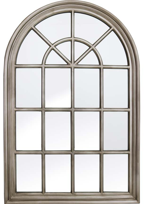 Very Large Metal Antique Silver Arch Window Metal Frame Mirror 120cm Tall x 80cm