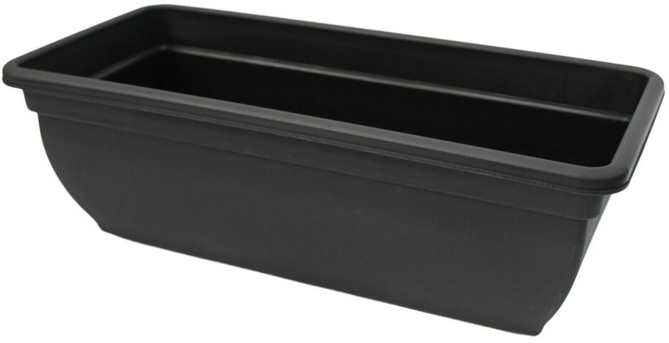 46cm (15L) Rectangular Black Plastic Trough Planter for Balcony & Windows