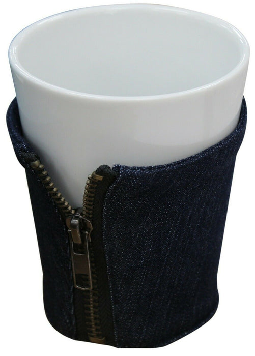 White Coffee Mugs With Jeans Glazed Stoneware Large Mug Beakers 350ml Capacity