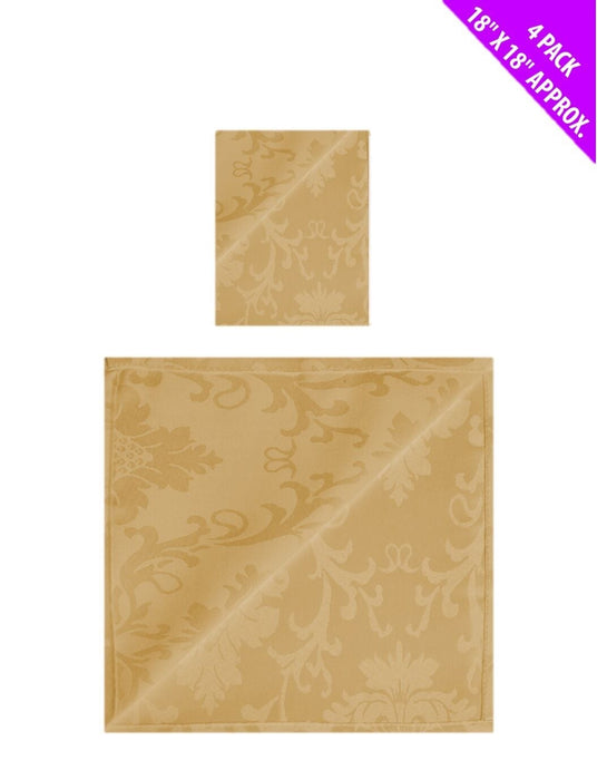 Damask Gold Tablecloth With Matching Gold Napkins Tablecloth