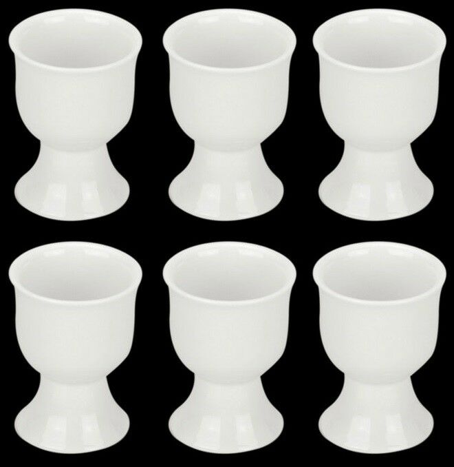 Set of 6 Fully vitrified porcelain White Egg Cups. Egg Holders Set of 6