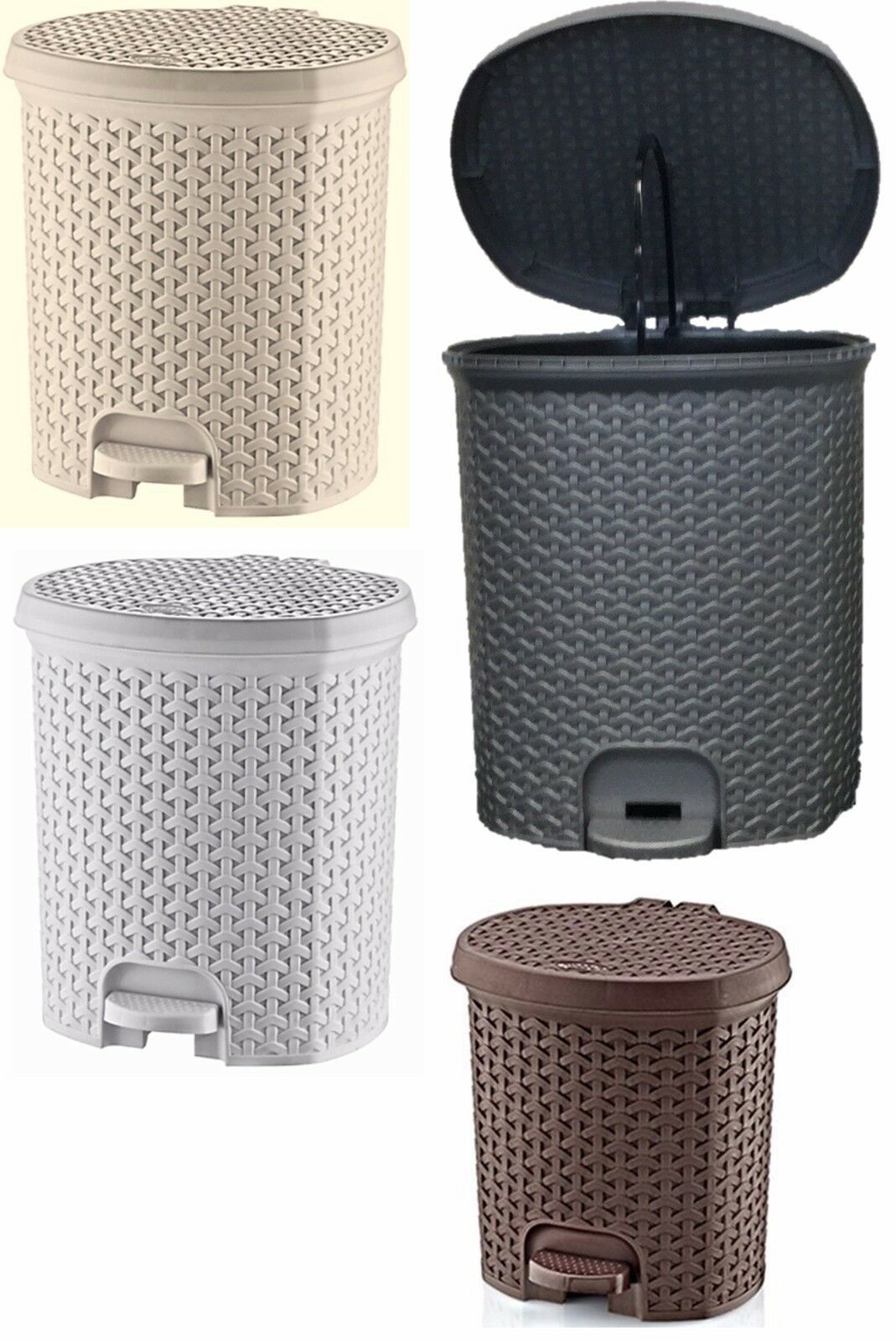 Rattan Style Plastic Pedal Bin 3 Litre 21 litres Bathroom Kitchen Of