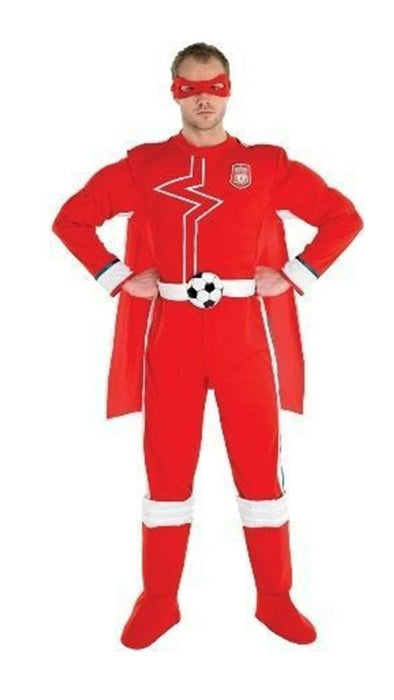 Liverpool Superhero Costume Mens Adults Fancy Dress Cape Full Costume Standard