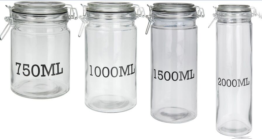 Clip Top Glass Storage Jars Very Large to Small Pasta Jars With Seal