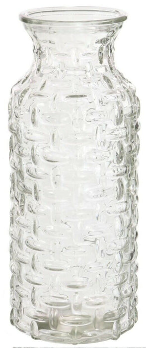 Large Glass Wide Mouth Bottle Flower Vase Woven Style Clear Glass / Carafe Jug