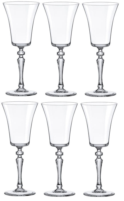 Rona Set of 6 Crystalline Wine Glasses Tall Large Stemmed Wine Glasses