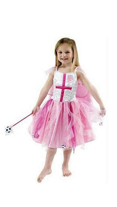 England Football Girls Fairy Pink Fancy Dress Party Costume Dress with Cape