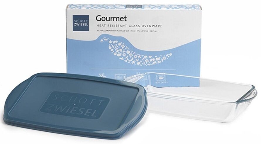 Schott Zwiesel Large Rectangle Glass Oven Roasting Dish With Plastic Lid