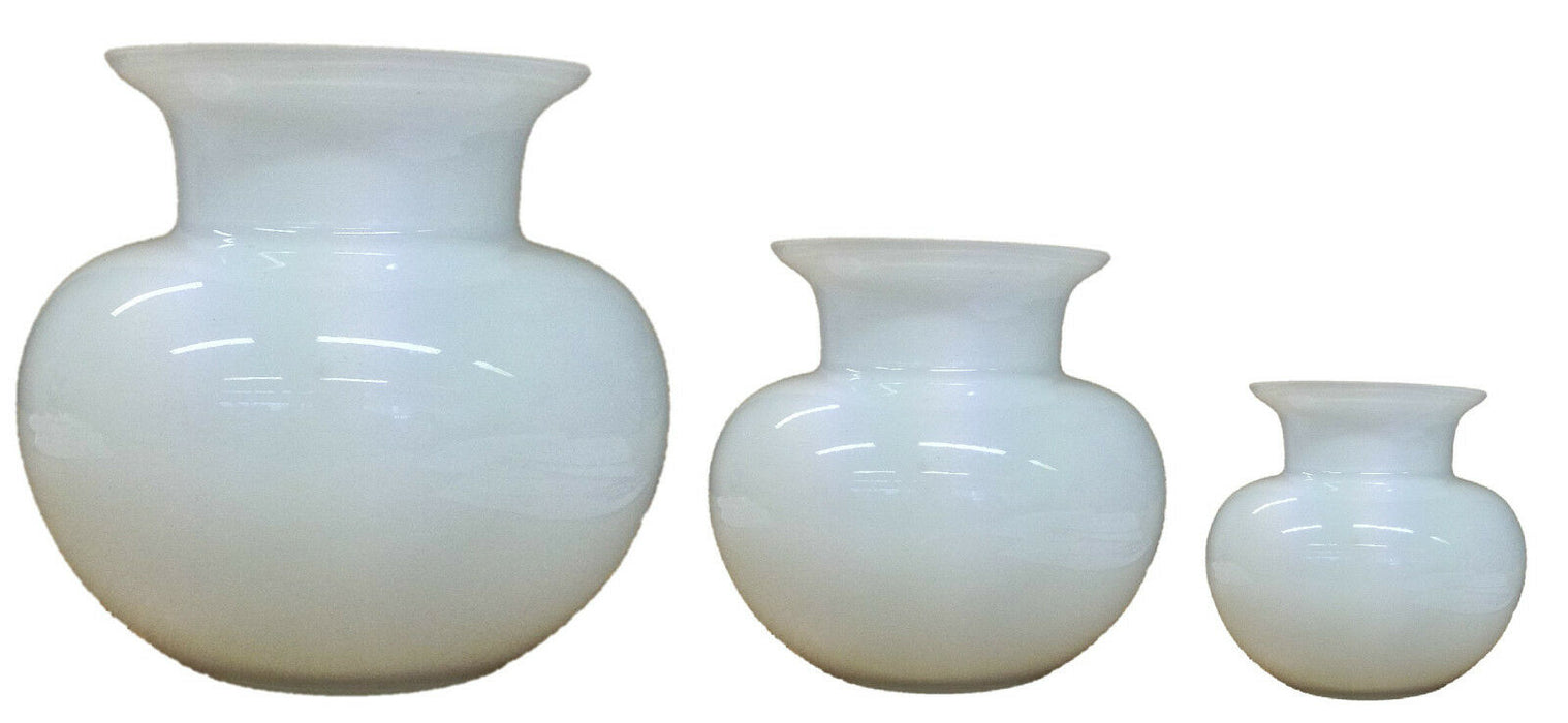 Alicija Handmade Glass Decorative White Rounded Flower Vase