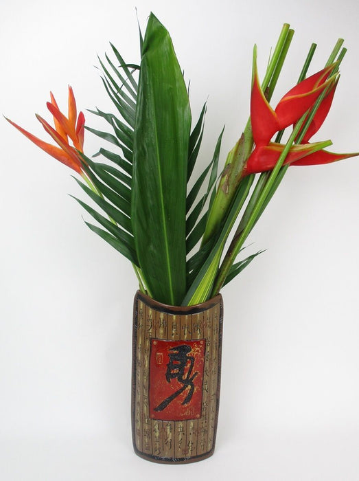 Large 36cm Traditional Ceramic Flower Vase Oriental Flower Vase Wide Mouth