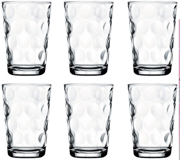 Pasabache Polka Dot Glass Tumbler Set Stackable Juice Water Glasses Set of 6