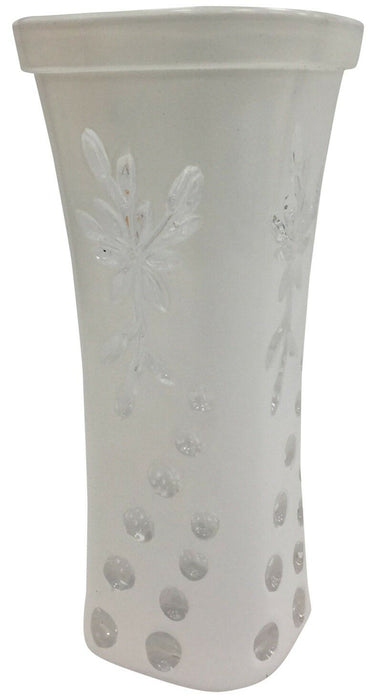 24cm Tall Wide Mouth White Glass Flower Vase Flared Design Vase Floral Design
