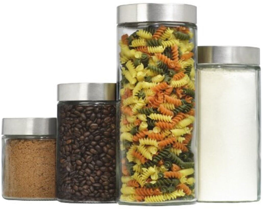 Set of 4 Assorted Size Glass Food Storage Containers with Lids 920ml-2.25L