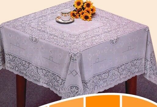 54in Square White Vinyl Lace Tablecloth Easy Clean Indoor  Outdoor Use