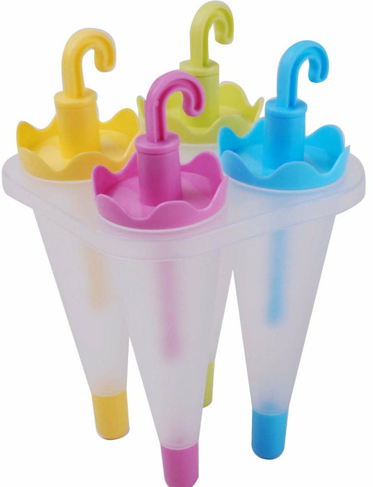 Fun Tall Reusable Colourful Umbrella Ice Lolly Moulds 17 cm Set of 4