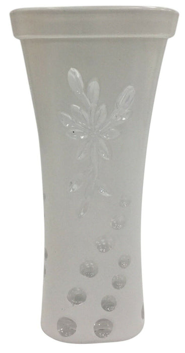 24cm Tall Wide Mouth White Glass Flower Vase Flared Design Vase Floral Design
