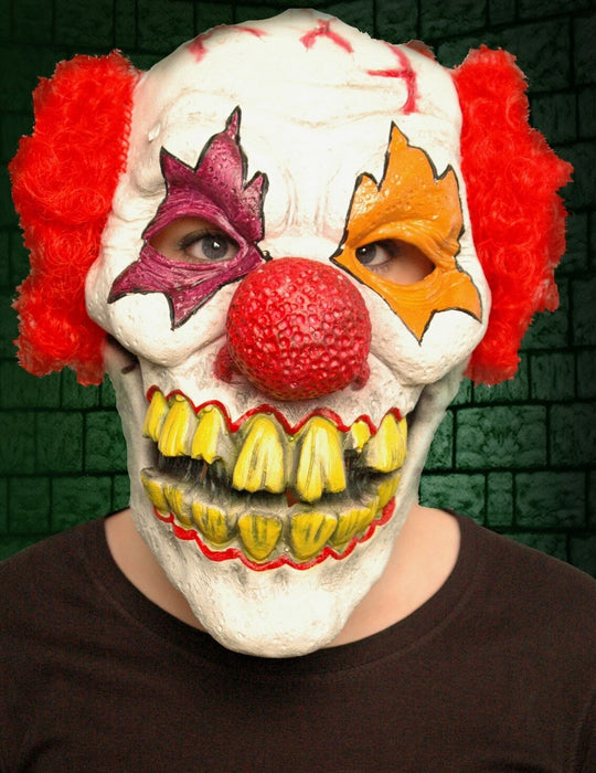 Scary Halloween Evil Menacing Adult Clown Latex Mask with Horrible Teeth