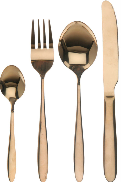 16 Piece Stainless Steel Cutlery Set Gold Bronze Dishwasher safe