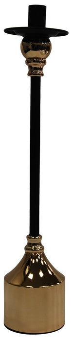 40cm Tall Single Candle Holder Black & Gold Candle Stick