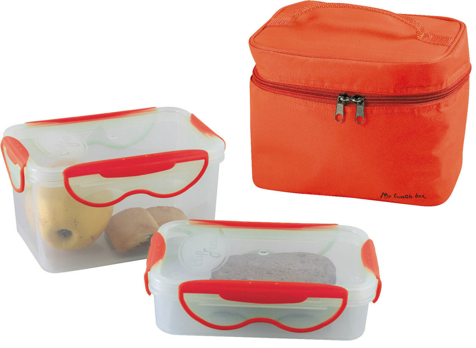 Orange Insulated Lunch Bag with 2 Airtight Food Storage Containers