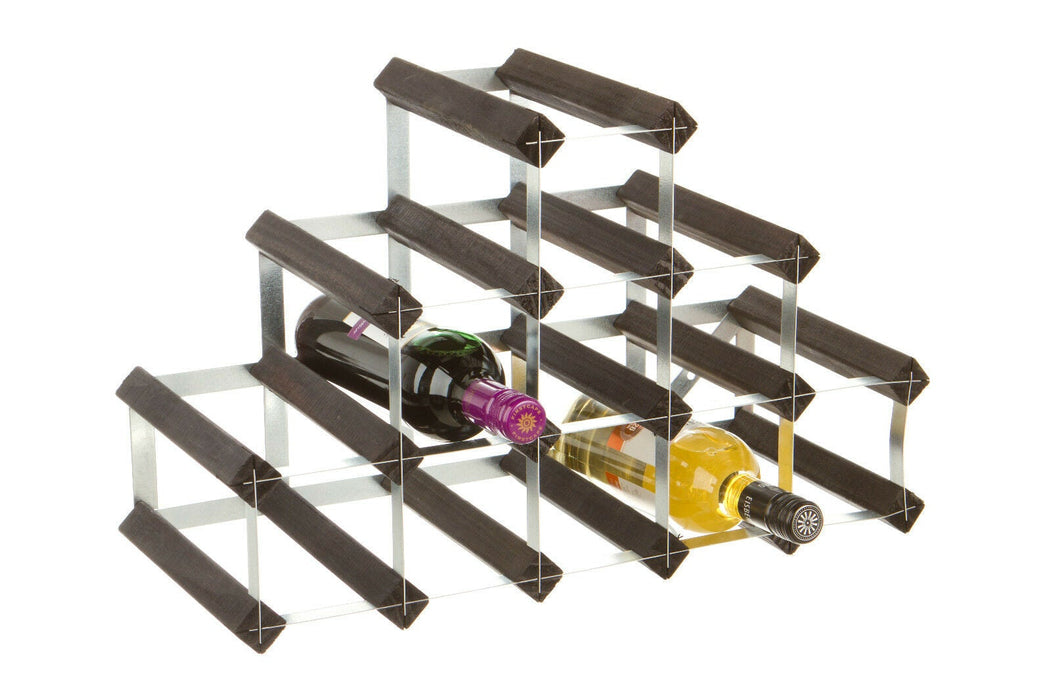 RTA 14 Bottle Traditional Pyramid Wooden Wine Rack Dark / Natural / Bl ...