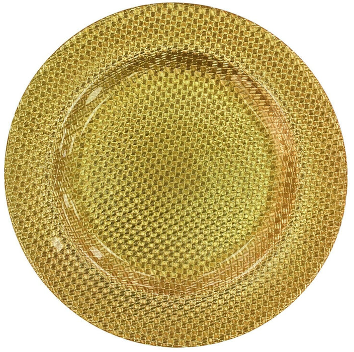 Glass Large Serving Plate Charger Plate Ornamental Plate Gold 33cm Chequered