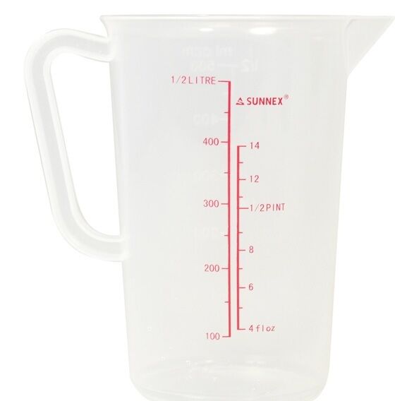 1/2 Litre Small 500ml Measuring Jug Plastic Less Likely to Break With Measurement