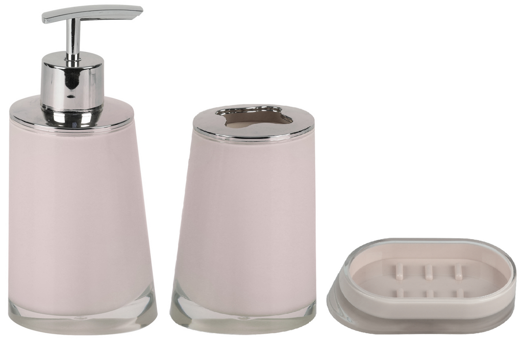 Plastic Bathroom Set Soap Dispenser Tooth Brush Holder Soap Dish Pastel Beige
