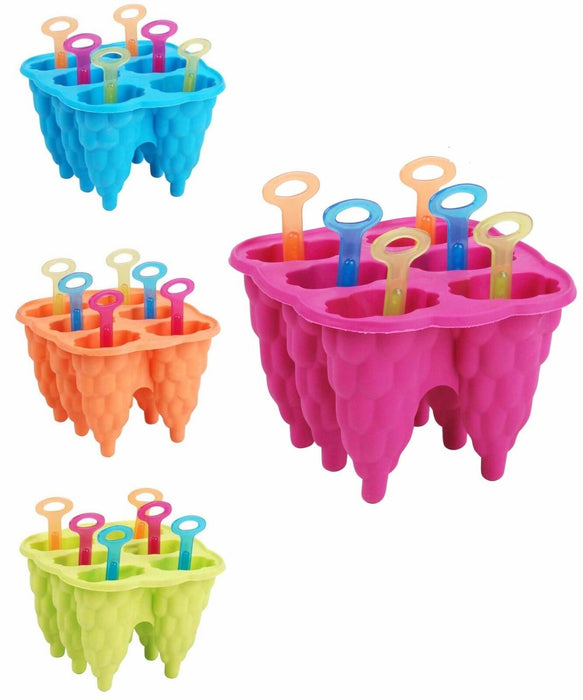 Bright Coloured Bunch of Grapes Reusable Silicone 6 Ice lolly Mould