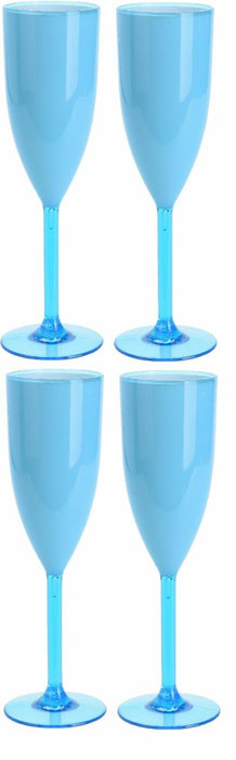 Set of 4 Bright Coloured Plastic Champagne Goblets Tall Champagne Flutes Stemmed